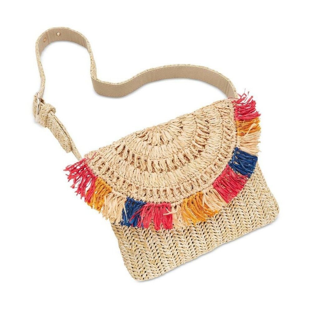 INC International Concepts INC Straw Fringe Belt Bag, Sz. S